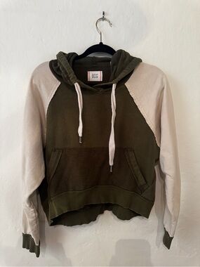 BDG Olive Green & Cream Raglan Hooded Sweatshirt